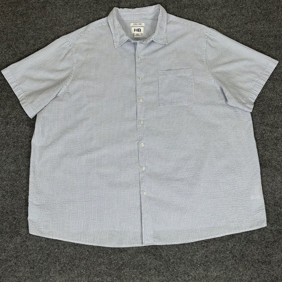 Harbor Bay Other - Harbor Bay Shirt Mens 3XL Blue Seersucker Short Sleeve Button Cool & Dry Adult